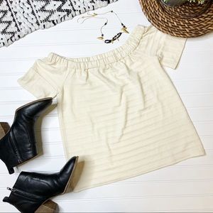 MADEWELL Off Shoulder Cream Short Sleeve Top